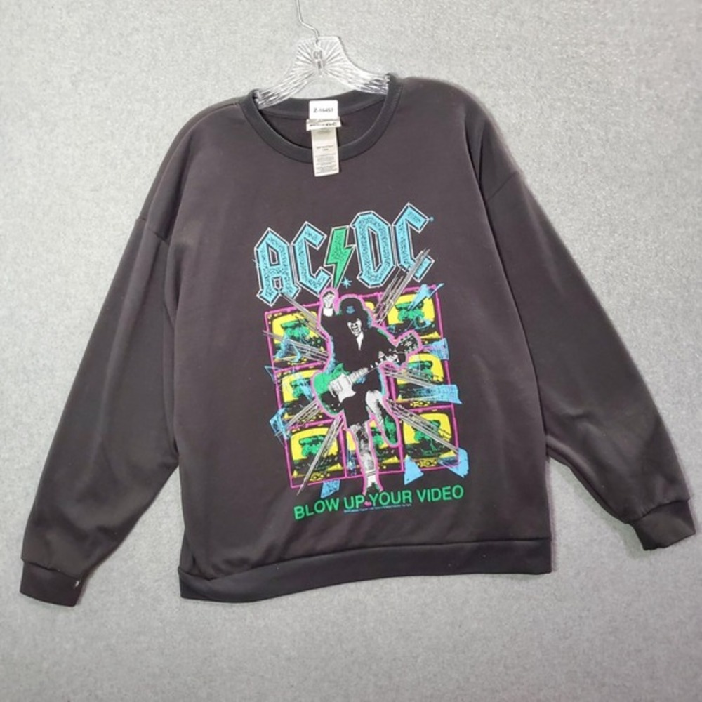 ACDC Women Sweatshirt Large Black‎ Blow Up Your Video 2016 Graphic Pullover